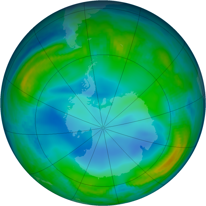 Antarctic ozone map for 18 June 1999
